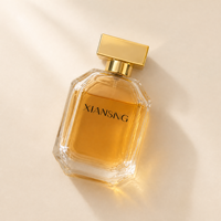 Vente en gros de flacons de parfum en verre transparents personnalisés de luxe, forme polygonale, 30 ml, 50 ml, 100 ml, avec boîte, flacon de parfum en verre de haute qualité