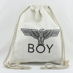 Sacs en toile de jute personnalisés en coton blanc avec cordon de serrage - Product Image 5