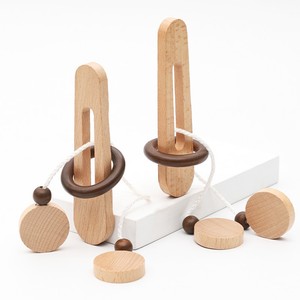 En gros, Jouet d'évasion classique : Anneau magique, Anneau de puzzle en bois avec corde, Casse-tête Lu Ban, Jeux d'intelligence pour enfants - Product Image 5
