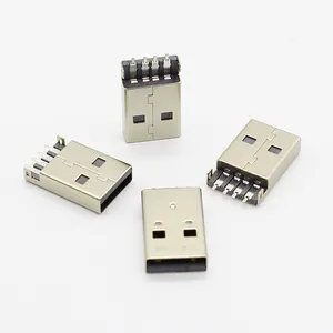10pcs/lot USB 2.0 4Pin A Type Male Plug SMT Connector Black G49 for Data Transmission Charging