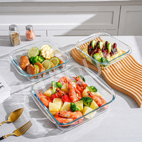 High Boro silicate Mikrowelle Ofen gedämpfter Fisch Spezial gedämpftes gebratenes quadratisches Glas Backblech Set