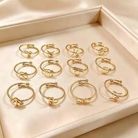 Bague ouverte géométrique abstraite en acier inoxydable argenté, style minimaliste, en gros, bijoux de mode pour femmes, en stock