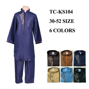 Tela islámica brillante Boy <span class=keywords><strong>Kaftan</strong></span> 2 piezas con Pantalon Jalabiya Tamaño 30-52 Tamaño - Product Image 6