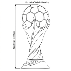 Trofeo de Fútbol Personalizado de Gran Tamaño en Acero Inoxidable, Escultura con Acabado Espejo, Estatua Gigante para Deportes en Estadios - Product Image 4