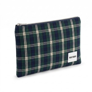 Bolsa de Maquillaje Plana de Algodón con Diseño Tartán a Cuadros Verde Marino, Bolsa Cosmética Delgada con Cierre, Logotipo Personalizado OEM, Regalo - Product Image 2