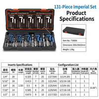 Kit de réparation de filetages métriques et impériaux en acier de qualité supérieure, 131 pièces, avec inserts et tarauds autotaraudeurs, forets, tailles métriques, coffret à outils en plastique