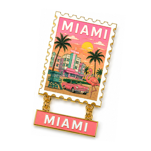 Aimants de réfrigérateur en émail personnalisés en gros, forme sur mesure, souvenirs de Miami Beach, Florida, en métal, pour frigo - Product Image 1