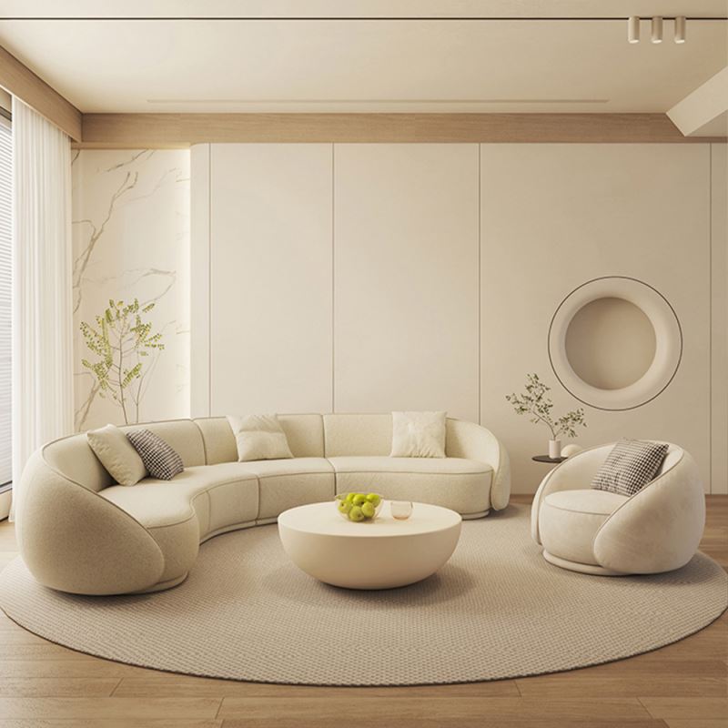 French minimalism modern Minimalist White Half Circle Designer Couches Luxury Sofa Set Design Lounge Round Curved Sofa