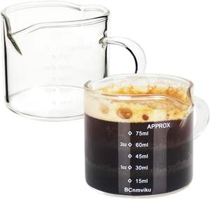 Tasse à mesurer pour expresso Becs simples Manche en bois Double becs Carafe <span class=keywords><strong>Verre</strong></span> Tasse à expresso Café Miel Lait Espresso <span class=keywords><strong>Verre</strong></span> à liqueur - Product Image 1