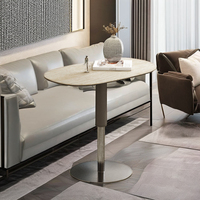 Table basse d'angle moderne de luxe en pierre frittée avec plateau relevable et rotatif en métal pour salon ou chambre à coucher