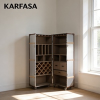 Meuble de rangement à vin en bois haut et décoratif à plusieurs tiroirs pour le salon, style rétro américain