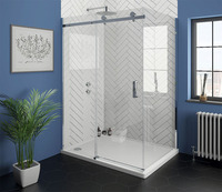 Porte de douche en verre pliable à fermeture douce, sans cadre, moderne, en alliage d'aluminium, finition étanche
