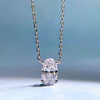Collier pendentif ovale en argent Sterling S925, 5x8mm, diamant à haute teneur en carbone, chaîne directe, bijoux minimalistes élégants pour femmes