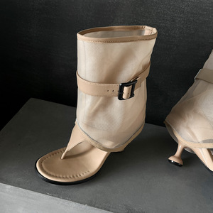 Black Mesh Heeled Sandals Open Toe Stiletto Buckle Strap Ankle <b>Boots</b> Summer Fashion Breathable High Heel Drop Shipping - Product Image 4