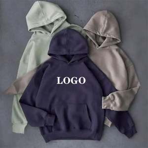 Sweat à capuche court et vintage unisexe en éponge française surdimensionnée avec impression de logo personnalisé pour la saison d'automne - Product Image 2