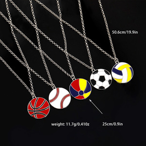 Colliers de bijouterie fantaisie, mini colliers en forme de football, de basketball et de rugby, colliers sportifs pour enfants, cadeaux originaux - Product Image 3