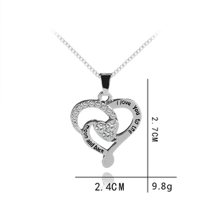 Collana con Ciondolo a Cuore e Luna 'I <span class=keywords><strong>Love</strong></span> You' ZRM Fashion, con Cristalli e Strass, Catena a Serpente <span class=keywords><strong>in</strong></span> Argento, Collana Statement per Donne - Product Image 6