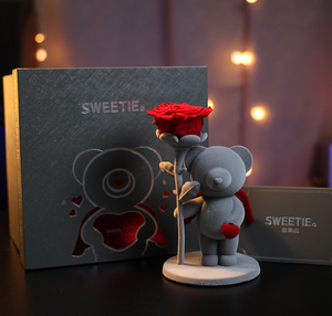 Offre Spéciale fleur éternelle acrylique boîte-cadeau flocage ours en peluche préservé Rose fleur boîte à bijoux pour la fête des mères saint valentin - Product Image 6