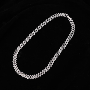 Flat Cuban <b>Chain</b> with Full Crystals for Men and Women <b>Iced</b> <b>Out</b> Hip Hop Style Gold Plated Necklace With Watch Clasp - Product Image 4