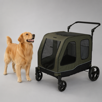 Poussette pour grand chien, charge lourde 60 kg, double porte roulante avant et supérieure, suspension arrière, frein sur les roues, OEM accepté