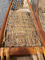 Raquettes à neige légères en bois avec fixations, style antique, cadre en bois, cuir tressé, queue pointue, 54 pouces