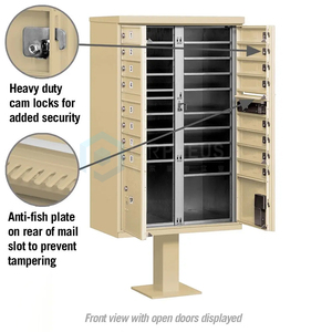 Usps ngoài trời cụm hộp thư đơn vị hộp thư Thương mại với 2 tủ khóa bưu kiện và 16 cửa thuê - Product Image 3