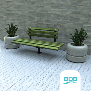 Banc de jardin extérieur en métal BDB avec lattes en bois, pose au sol, pour terrasse, vente en gros - Product Image 1
