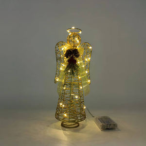 <span class=keywords><strong>Angelo</strong></span> in Ferro e Rattan da 12 Pollici con Luci LED Bianco Caldo e Timer 6 Ore, Decorazioni Natalizie per Interni con Stelle sulla Punta dell'Albero - Product Image 4