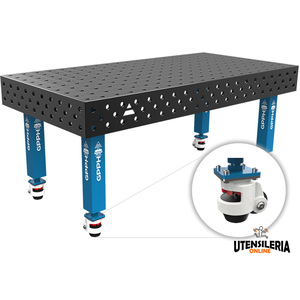 SteelMax GPPH wheeled welding bench in reinforced steel 2x1mt <b>28mm</b> holes - Product Image 1