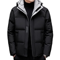 Veste d'hiver pour homme, décontractée, à capuche, chaude, imperméable, coupe-vent, d'extérieur, avec isolation en duvet de canard blanc 1000 fill power, fermeture éclair, parka matelassée