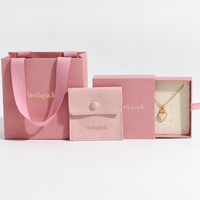 Boîte à bijoux personnalisée, boîte cadeau de luxe en papier avec pochette en microfibre et sac de shopping pour bagues, boucles d'oreilles, colliers