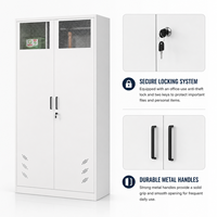 Armoire de classement en acier à 2 portes en treillis métallique, verrouillable, avec trous de ventilation, antivol, pour bureau, hôtel et usage en parc