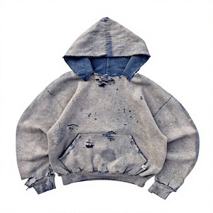 Sweat à capuche oversize en molleton pour homme, délavé, coupe classique, poche kangourou, manches classiques, couleur unie, pour l'automne, 100% coton - Product Image 3
