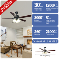 Ventilateur de plafond avec lumière 1stshine Home Decor, excellent vendeur, directement de l'usine, design moderne professionnel, performance stable, résistant à la rouille