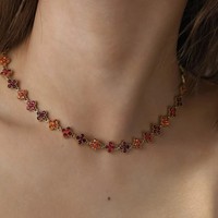 Conjunto de Collar y Pulsera de Acero Inoxidable Chapado en Oro de 18K con Trébol de Cuatro Hojas y Cristales, Ajustable, para Mujer, Modelo 2026