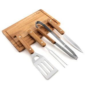 Juego de Utensilios para Barbacoa de Acero Inoxidable Personalizado de 5 Piezas para Acampar al Aire Libre, con Mango de Bambú, Tabla de Cortar de Madera y Bolsa de Transporte - Product Image 5