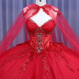 Vestido Rojo <span class=keywords><strong>de</strong></span> Lujo para Fiesta <span class=keywords><strong>de</strong></span> <span class=keywords><strong>Noche</strong></span> con Corsé <span class=keywords><strong>de</strong></span> Encaje Brillante Talla Grande para Quinceañera Baile <span class=keywords><strong>de</strong></span> Cumpleaños Cintura Natural <span class=keywords><strong>Vestidos</strong></span> <span class=keywords><strong>De</strong></span> 15 Años - Product Image 3