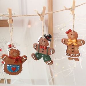 Resin Gingerbread Man Charm Semi-Handmade Christmas <b>Tree</b> <b>Ornament</b> With Hanging Rope No Printed Graphics Holiday Decor - Product Image 3