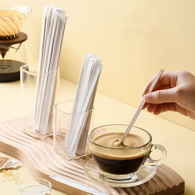 Disposable Hot Drinks Vending Stirring 140mm/178mm/190mm Individually Wrapped coffe stirrer wood