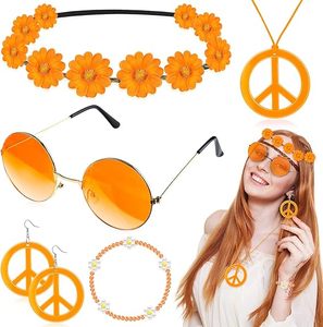 Conjunto <span class=keywords><strong>de</strong></span> 4 piezas <span class=keywords><strong>de</strong></span> <span class=keywords><strong>accesorios</strong></span> <span class=keywords><strong>de</strong></span> <span class=keywords><strong>disfraz</strong></span> <span class=keywords><strong>Hippie</strong></span> Boho Peace Sign Daisy Flower Party Favors Decoraciones <span class=keywords><strong>para</strong></span> mujeres 60s 70s Carnival Party - Product Image 5