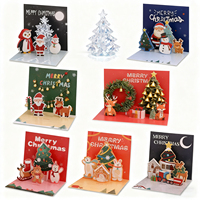 Cartes de Noël personnalisées en 3D avec effet pop-up, Père Noël, bonhomme de neige, cartes en carton duplex, cartes de vœux en kraft pour cadeaux de fête