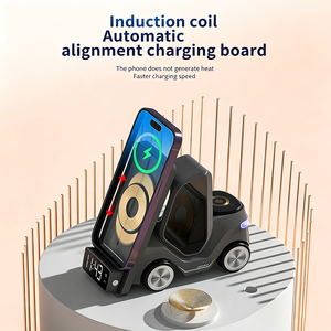 <span class=keywords><strong>Cargador</strong></span> Inalámbrico 3 en 1 para Múltiples Dispositivos, Bobina Móvil con Sensor Automático, Carga Rápida de 15W, con Reloj y Luz para Dormitorio - Product Image 2