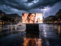Écran LED mobile sur roues avec élévateur hydraulique tout-en-un, écran de cinéma extérieur prêt à l'emploi pour la location d'événements