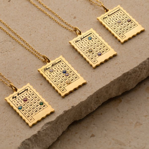 Lateefah Personalisierte Edelstahl Gravierte Kalender Geburtsstein Halskette CE-Zertifizierung Geschenk - Product Image 4