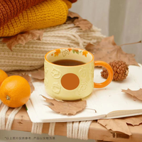 Café avec couvercle nouvelle feuille d'érable forêt automne lapin mignon renard écureuil gland tasse en céramique ensemble automne tasse