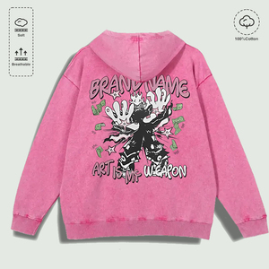 Felpa con Cappuccio 100% Cotone Lavato con Grafica 'Brandname Art Is <span class=keywords><strong>My</strong></span> Weapon', Multicolore - Product Image 5