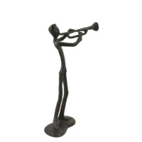 Vintage Cast Iron Abstract Trumpet Figure Sculpture Brass Instrument Collection Gift Home Office Desk Decoration Ornament