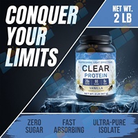 Poudre de protéines transparente avec formule d'isolat de lactosérum, 20 g de protéines pour boisson nutritionnelle sportive faible en calories, sans sucre, étiquette privée OEM