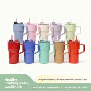 New 20oz Eco-Friendly <b>Large</b>-Capacity Single-Layer Plastic Straw <b>Cup</b> with Handle Portable Outdoor Car <b>Cup</b> - Product Image 5