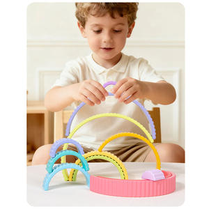 Blocs d'empilage arc-en-ciel pour l'éducation de la petite enfance, 12 arches, puzzle d'empilage Montessori, jouets éducatifs pour bébés - Product Image 2